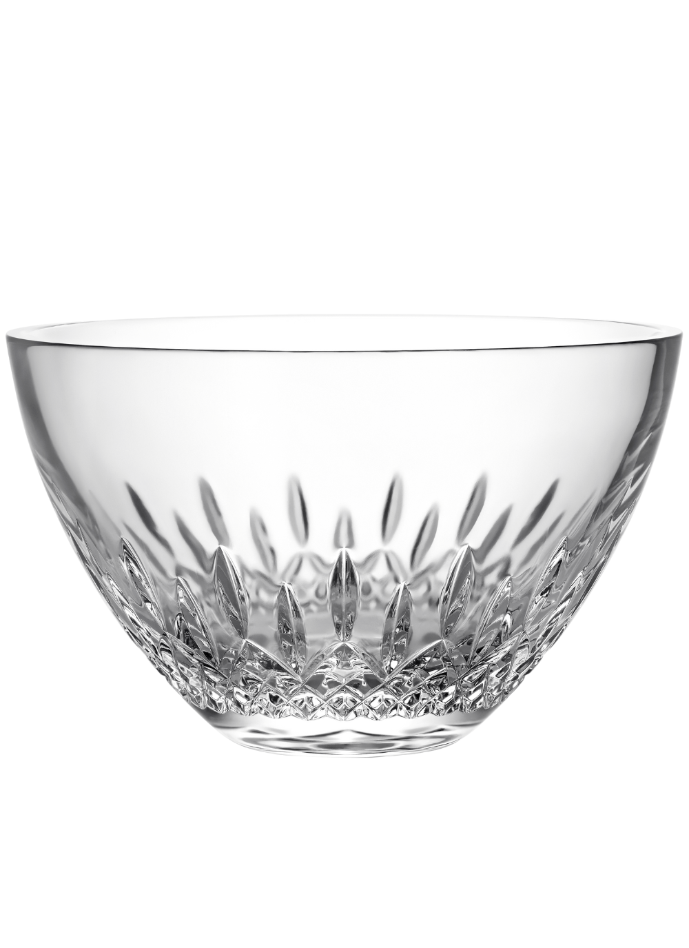 Waterford Crystal Lismore Essence Bowl, 8 inch clear crystal with rounded shape and signature wedge cuts, ideal for fruit, flowers, or display